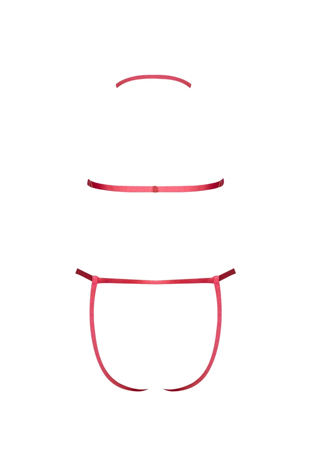 Magic Silk Diamond Girl Cupless Teddy with Crotchless Cutout Watermelon