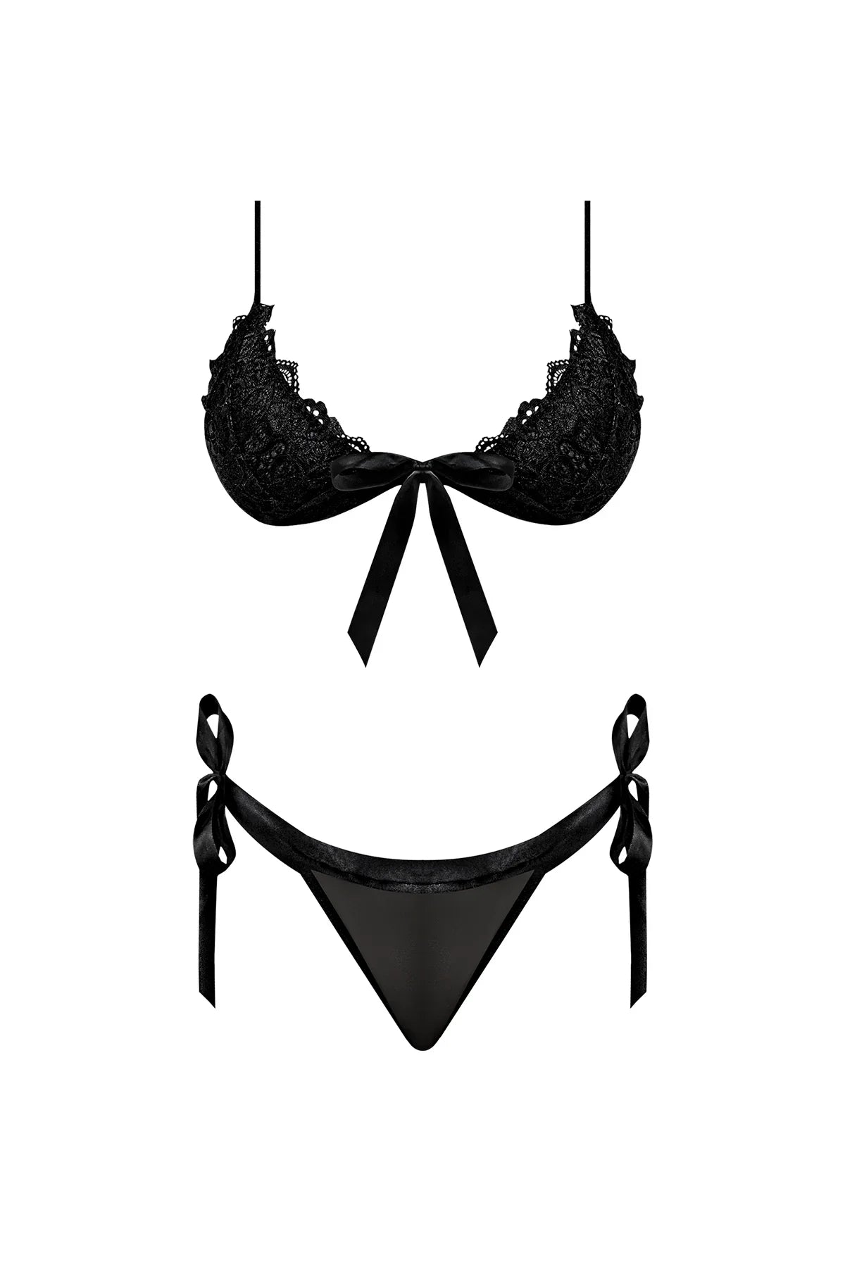 Magic Silk Sugar & Spice Ribbon-Tie Bra & Panty Set Black