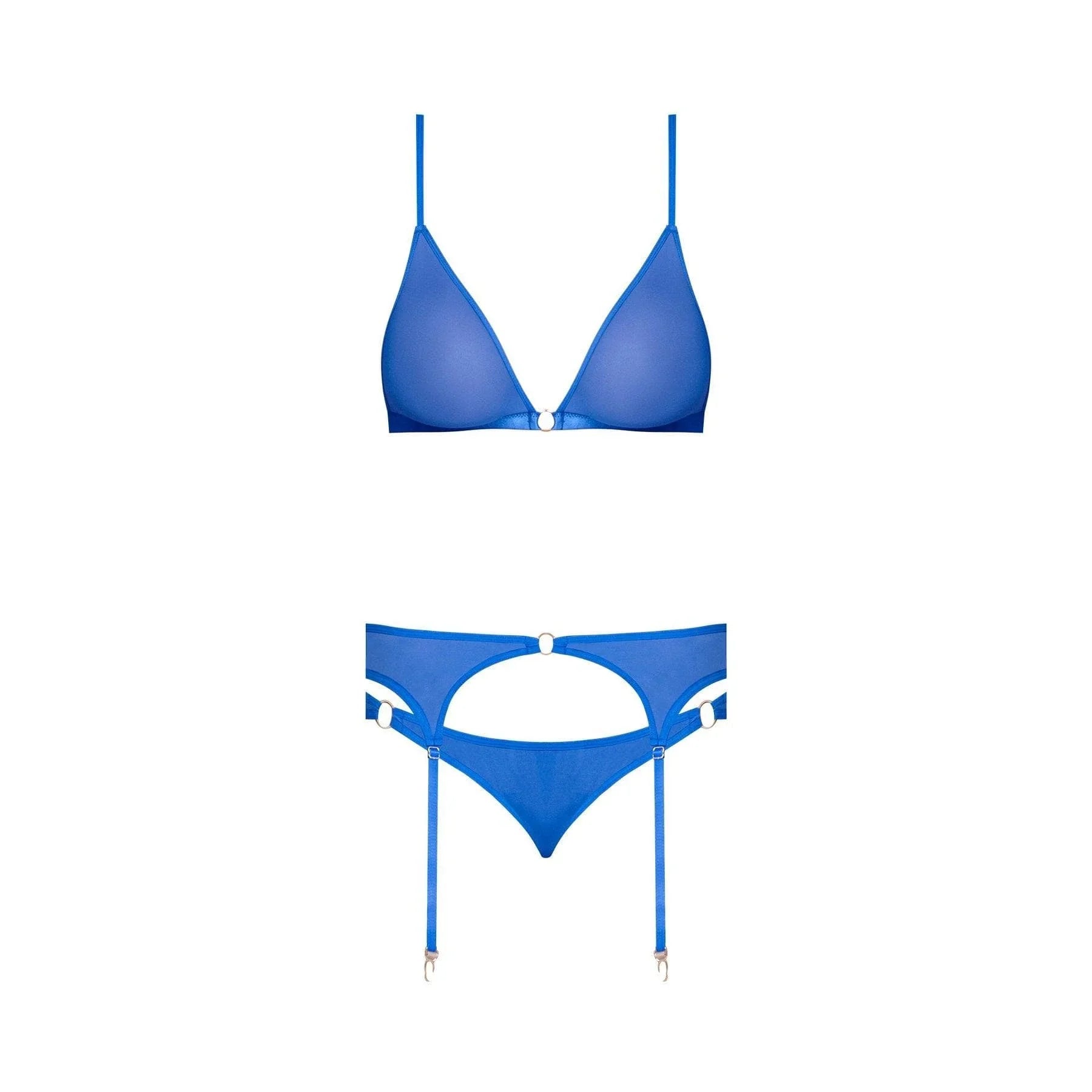 Magic Silk Sassy Bra, Garter & Rouched Panty Cobalt Blue - Romantic Blessings