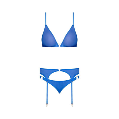 Magic Silk Sassy Bra, Garter & Rouched Panty Cobalt Blue - Romantic Blessings