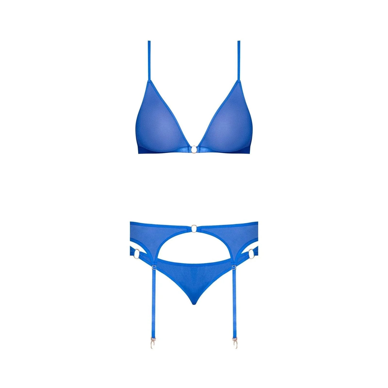 Magic Silk Sassy Bra, Garter & Rouched Panty Cobalt Blue - Romantic Blessings