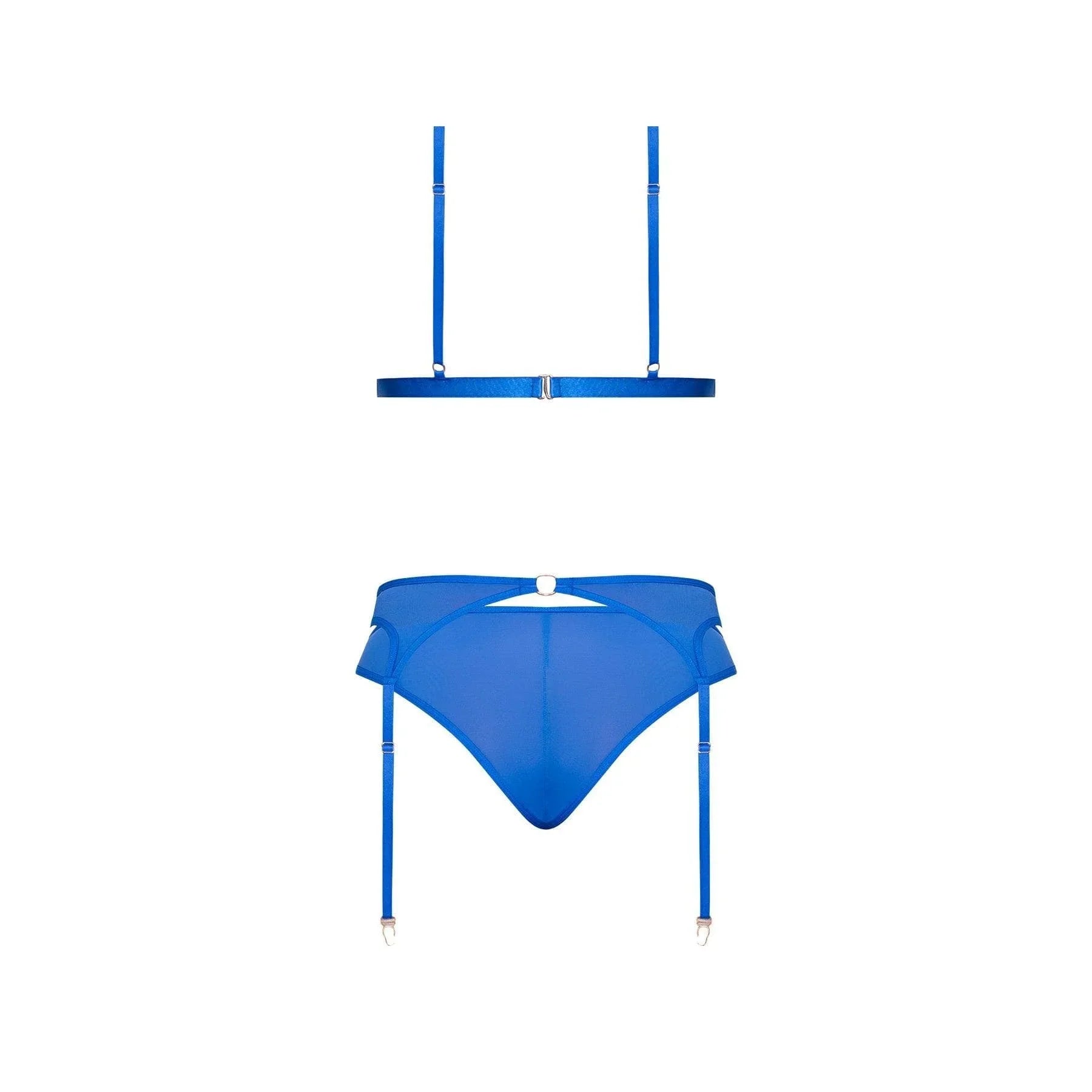 Magic Silk Sassy Bra, Garter & Rouched Panty Cobalt Blue - Romantic Blessings