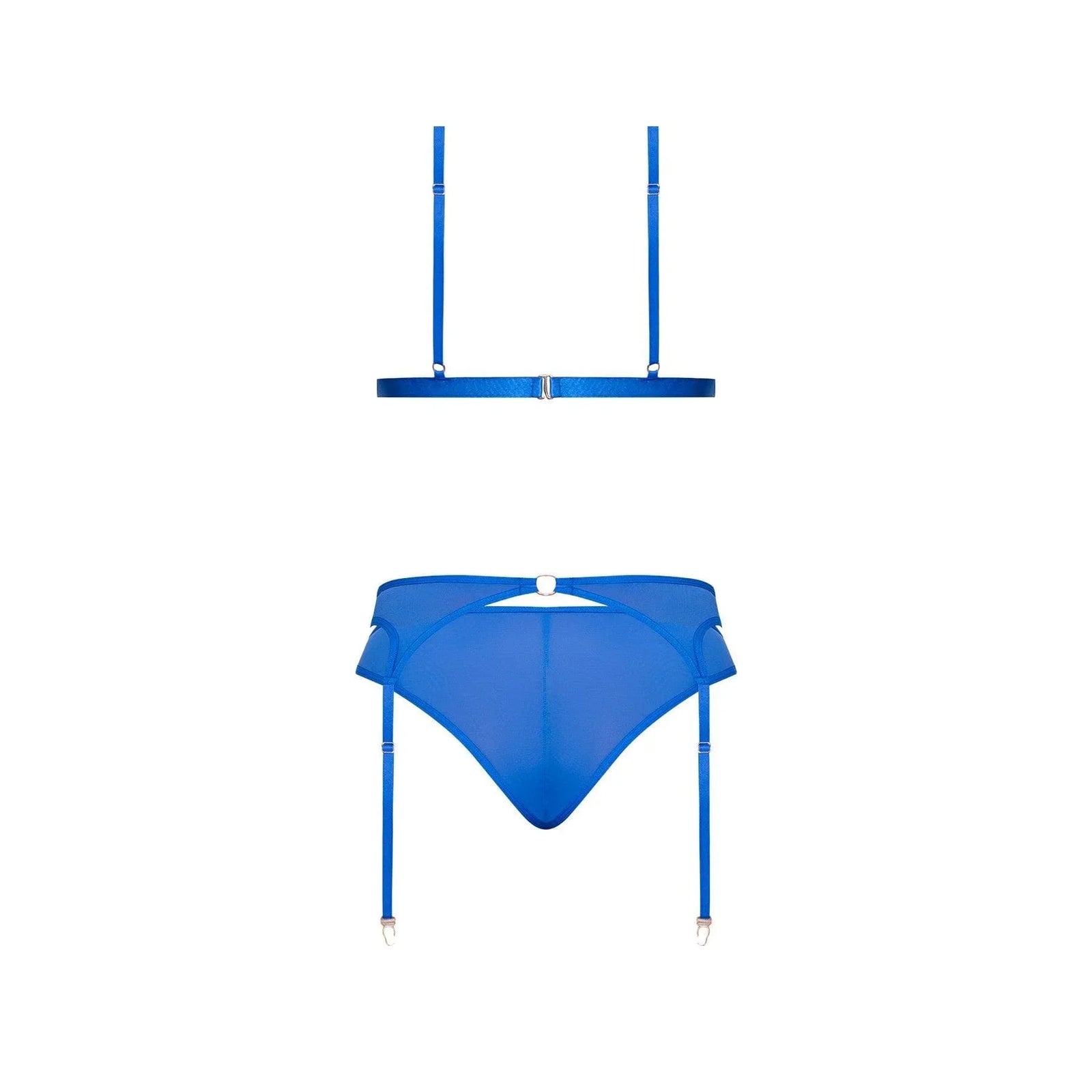 Magic Silk Sassy Bra, Garter & Rouched Panty Cobalt Blue - Romantic Blessings