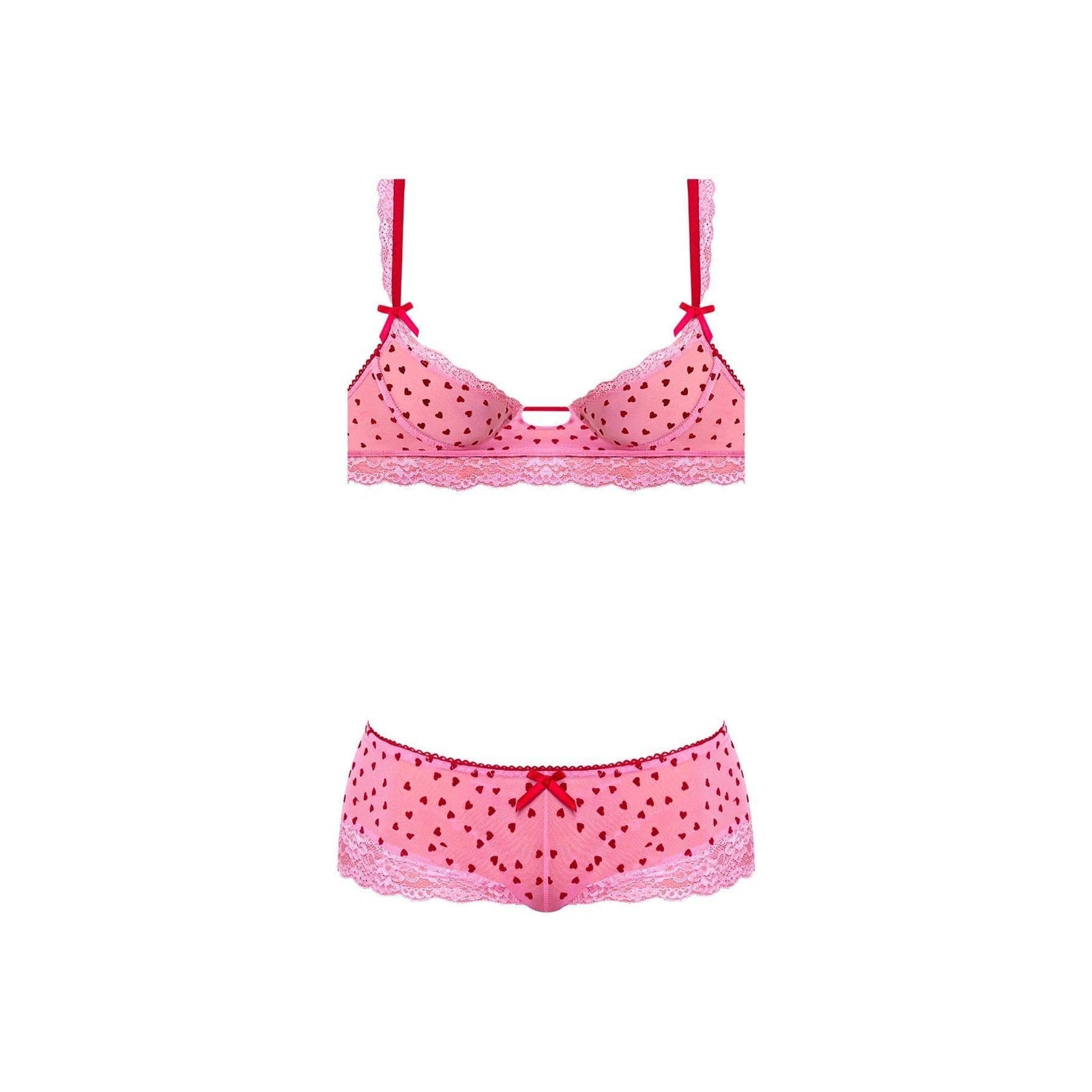 Magic Silk Tickled Pink Demi Bra & Split-Crotch Boy Short Pink - Romantic Blessings