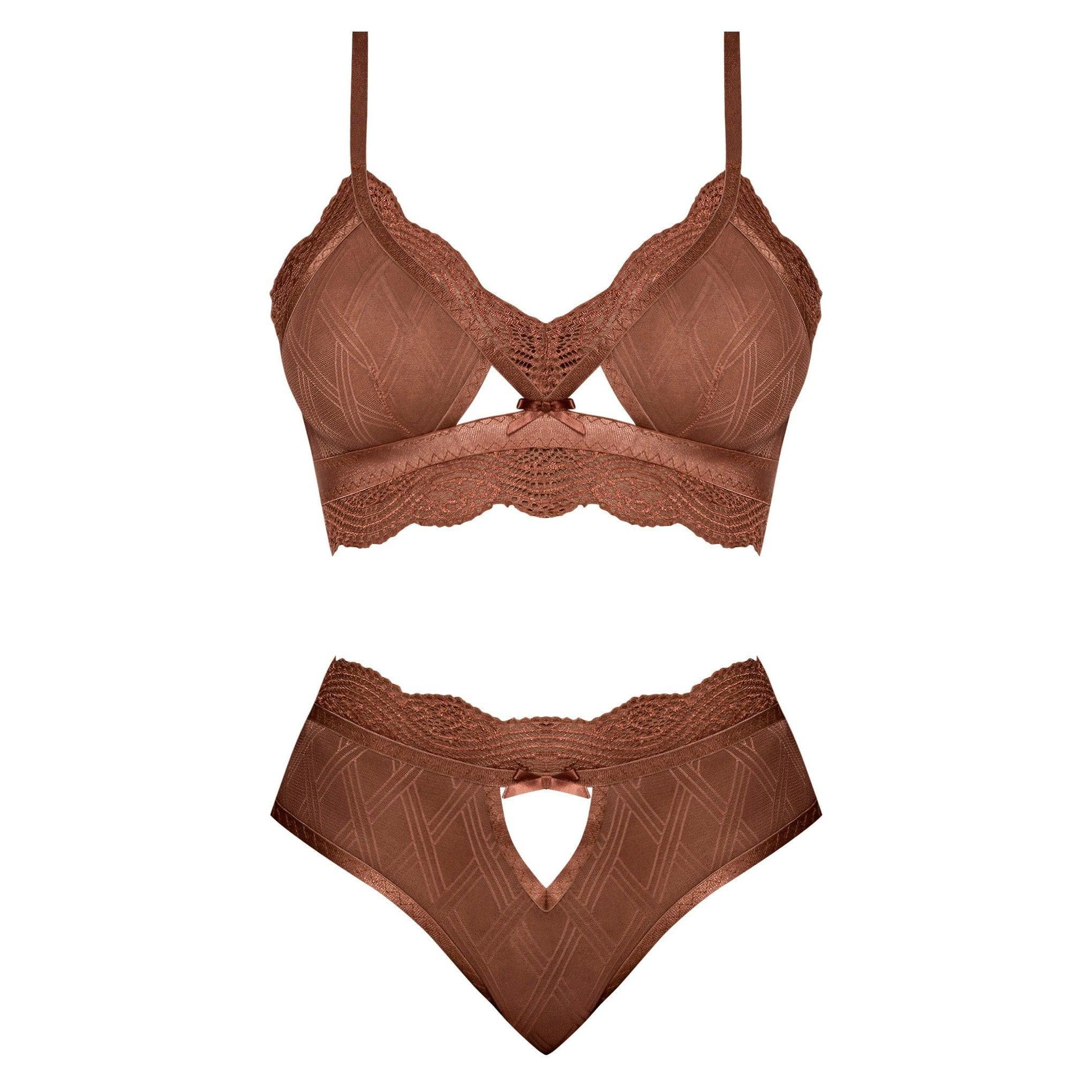 Magic Silk Caramel Kiss Bralette & G-String Panty Set Caramel - Romantic Blessings