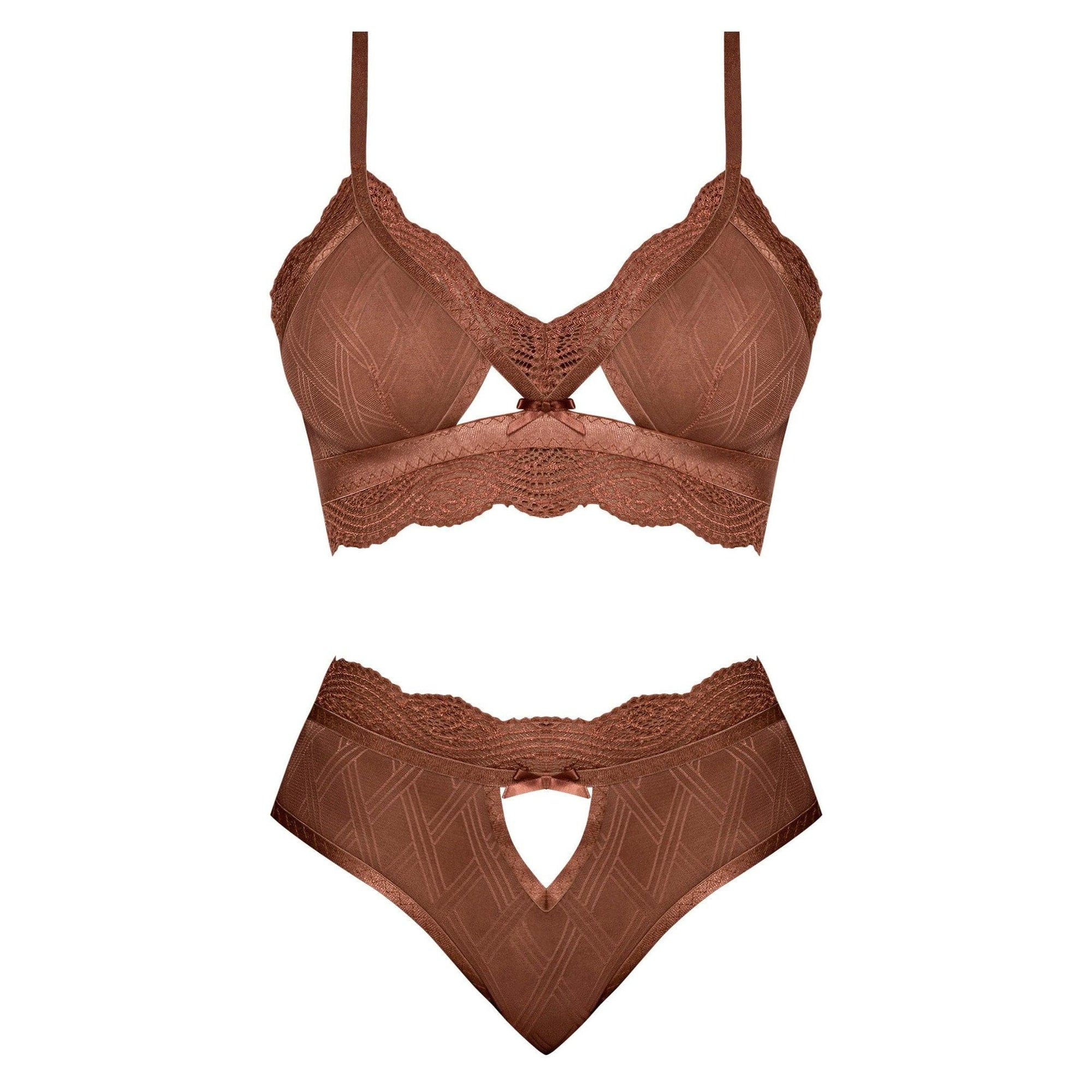 Magic Silk Caramel Kiss Bralette & G-String Panty Set Caramel - Romantic Blessings