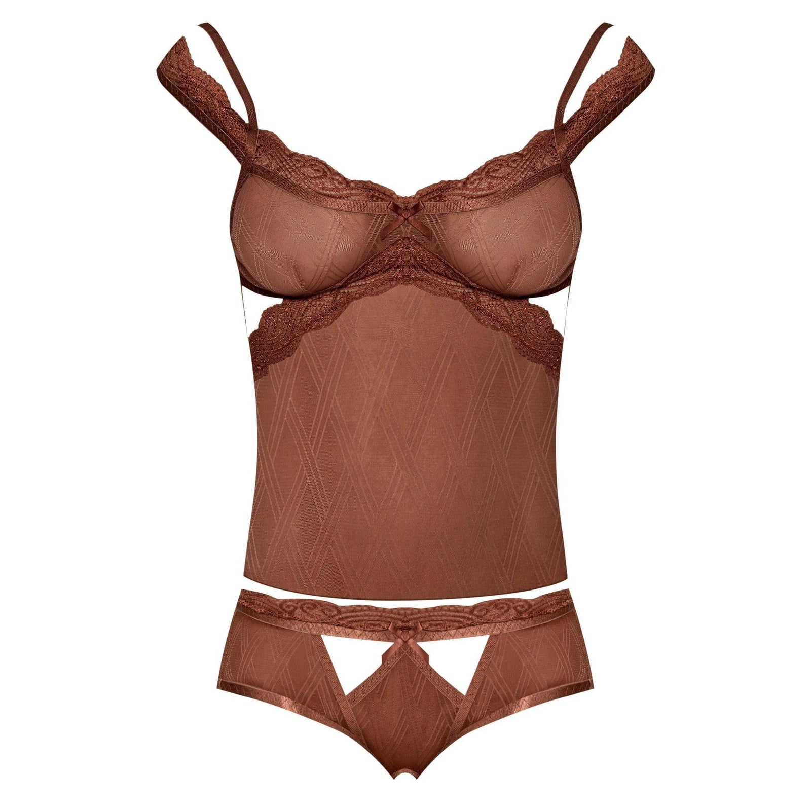 Magic Silk Caramel Kiss Cami & Split Crotch Boy Short Caramel - Romantic Blessings