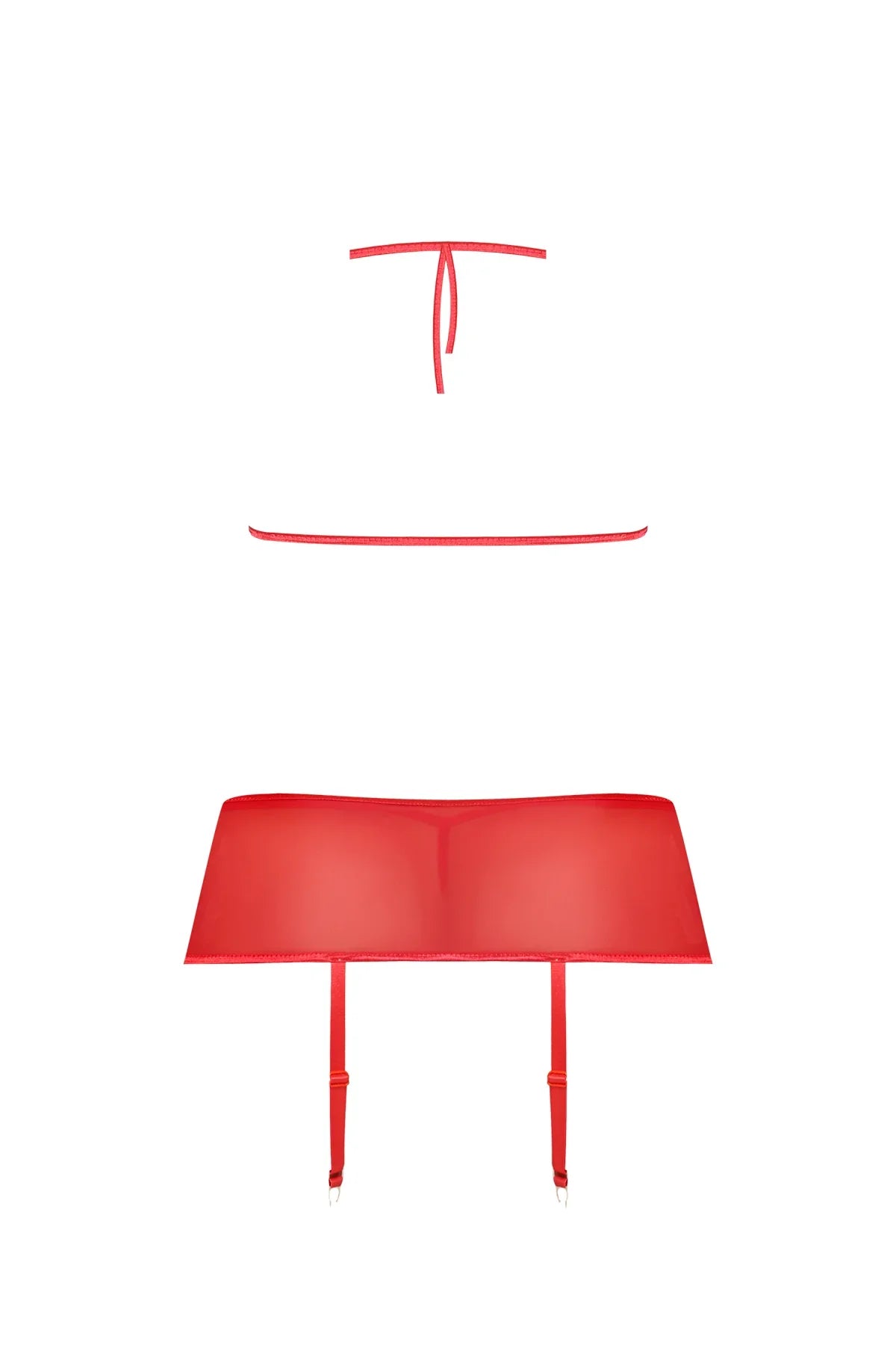 Magic Silk Marabou Bra, Garter Skirt & G-String Set Red