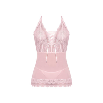 Magic Silk Seabreeze Lace-Up Chemise & G-String Blush - Romantic Blessings