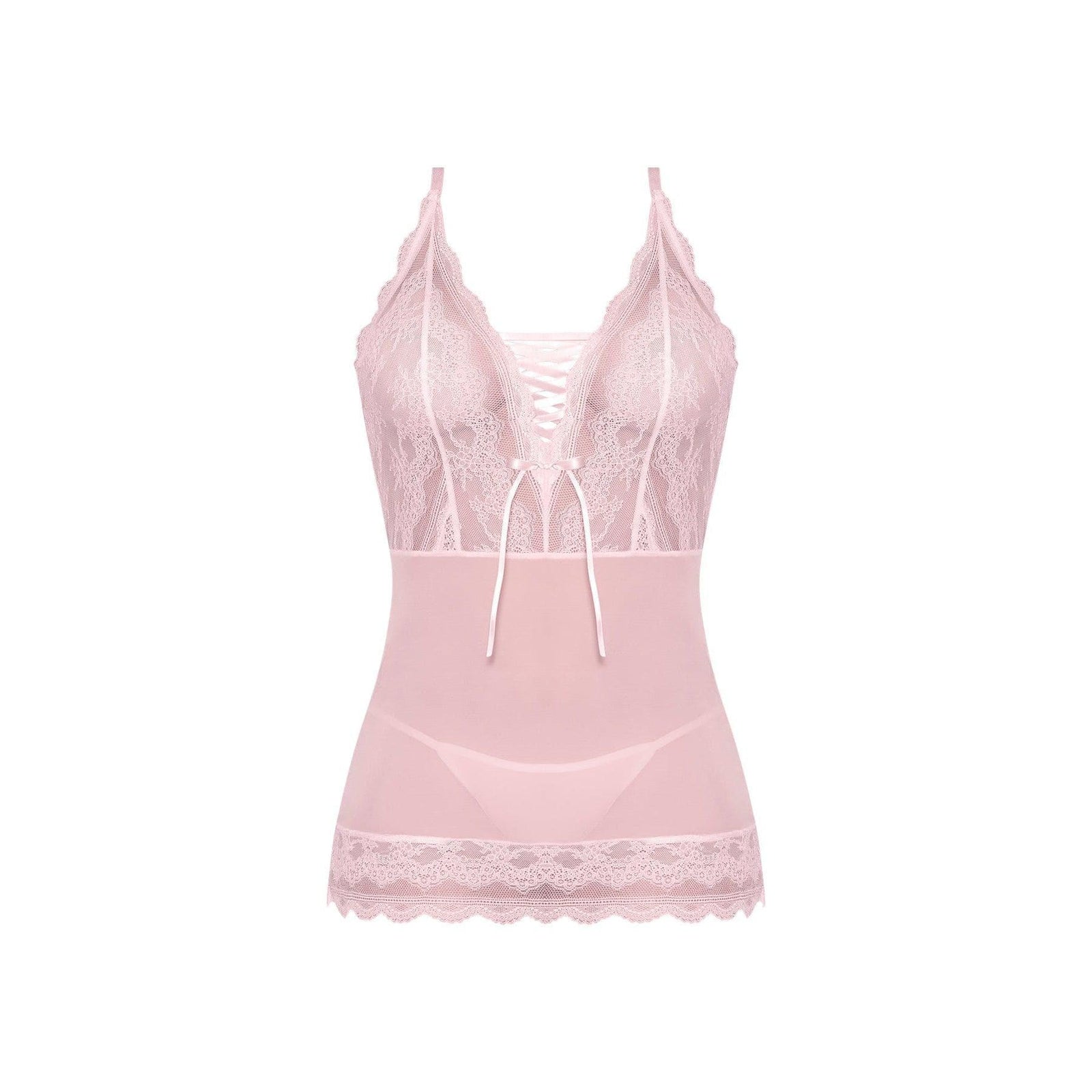 Magic Silk Seabreeze Lace-Up Chemise & G-String Blush - Romantic Blessings
