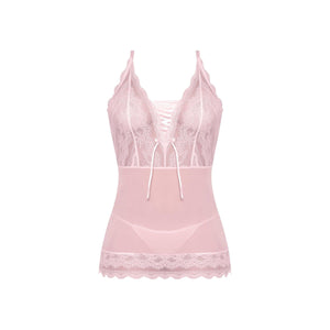 Magic Silk Seabreeze Lace-Up Chemise & G-String Blush - Romantic Blessings