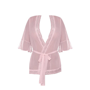 Magic Silk Seabreeze Robe With Lace Trim Blush - Romantic Blessings