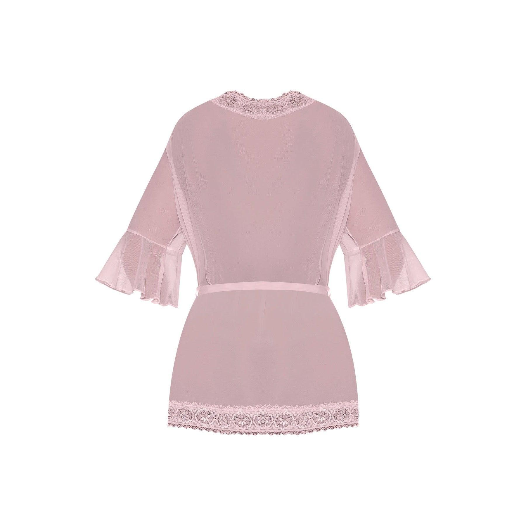 Magic Silk Seabreeze Robe With Lace Trim Blush - Romantic Blessings