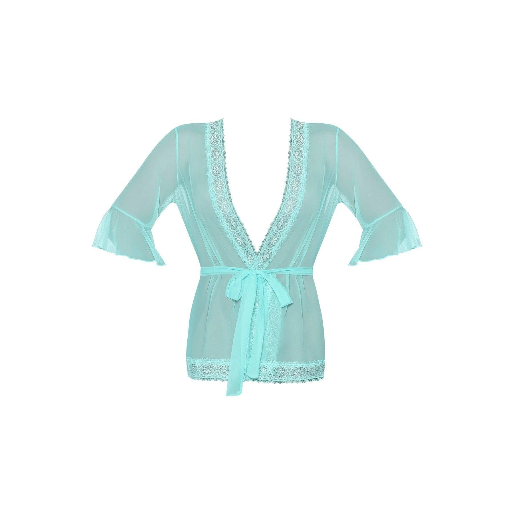 Magic Silk Seabreeze Robe With Lace Trim Turquoise - Romantic Blessings