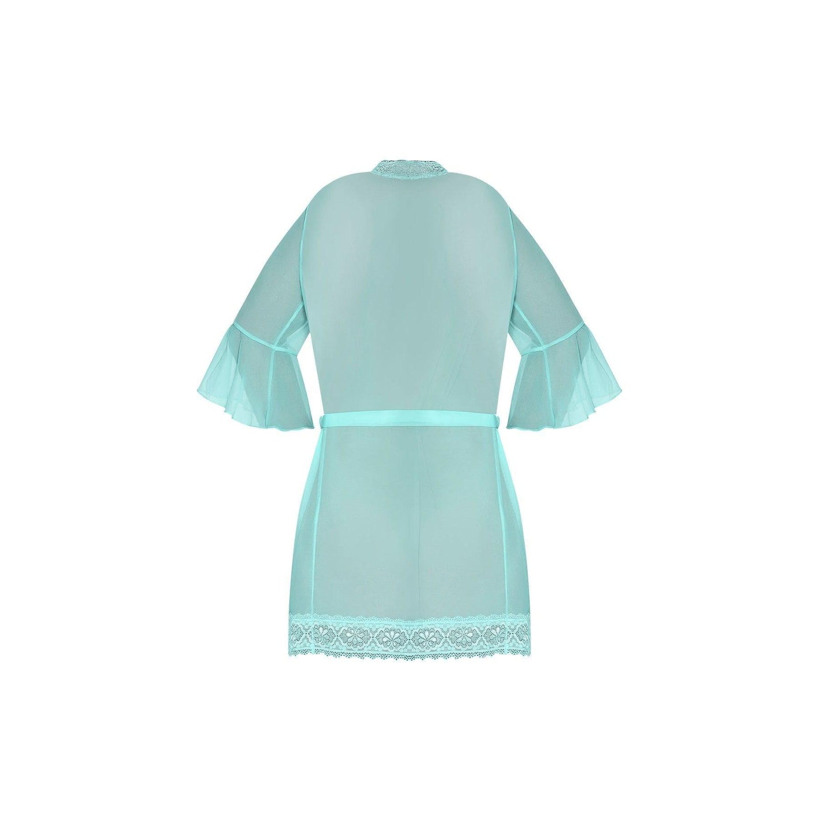 Magic Silk Seabreeze Robe With Lace Trim Turquoise - Romantic Blessings