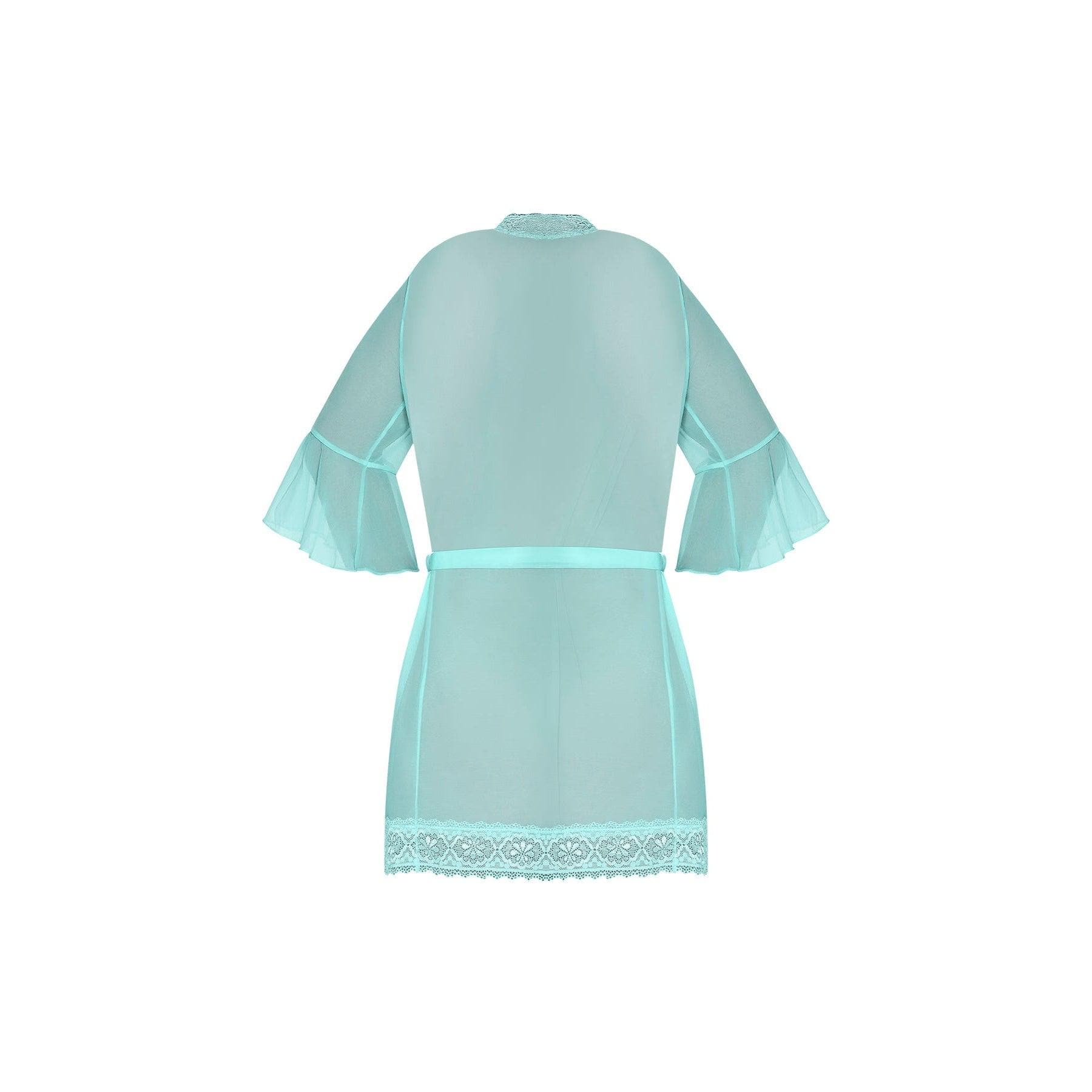 Magic Silk Seabreeze Robe With Lace Trim Turquoise - Romantic Blessings