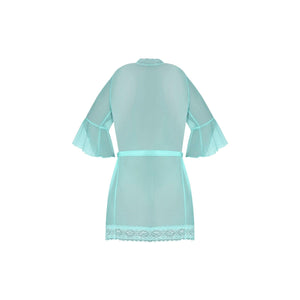 Magic Silk Seabreeze Robe With Lace Trim Turquoise - Romantic Blessings