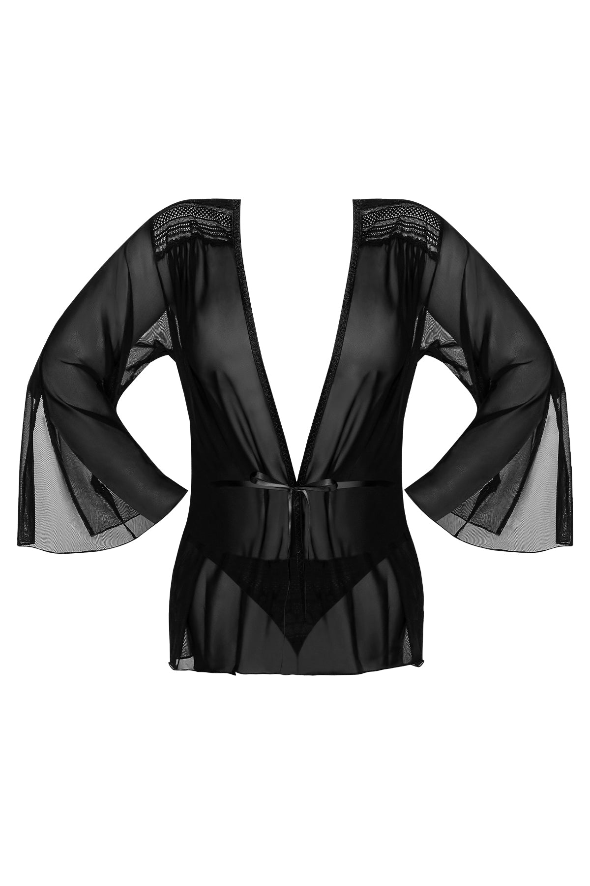 Magic Silk Modern Romance Short Robe Black