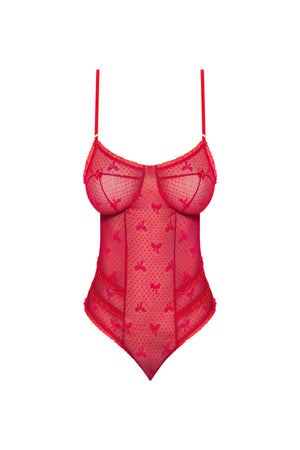 Magic Silk With Love Cheeky Teddy with Snap Crotch Red
