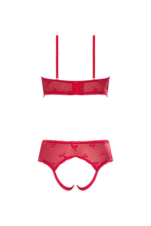 Magic Silk With Love Balconette Bra & Open-Crotch Panty Red