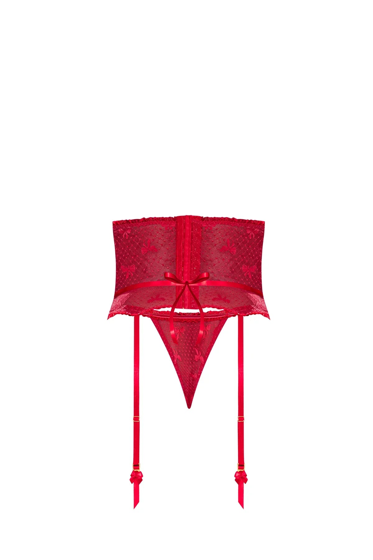 Magic Silk With Love Gartered Waist Cincher & Tanga Panty Red