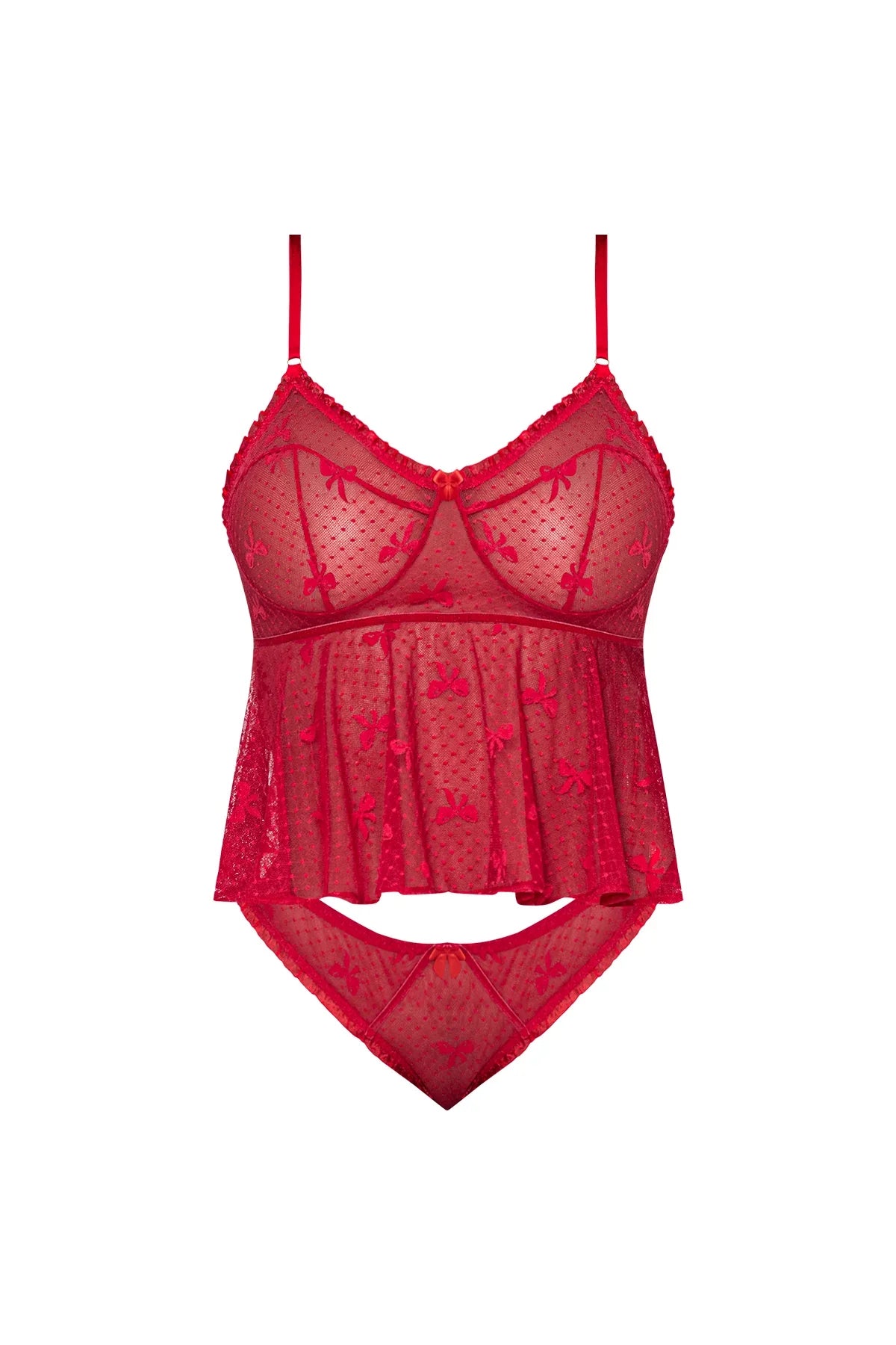 Magic Silk With Love Flutter Cami & Cheeky Panty Set Red