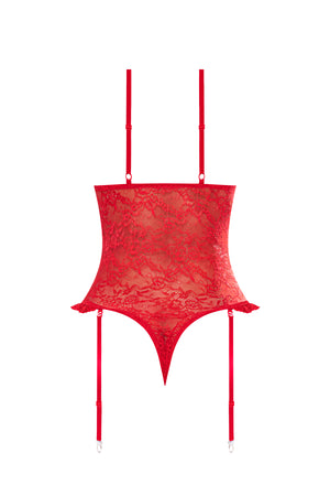 Magic Silk Ooh La Lace Cupless & Crotchless Teddy Red