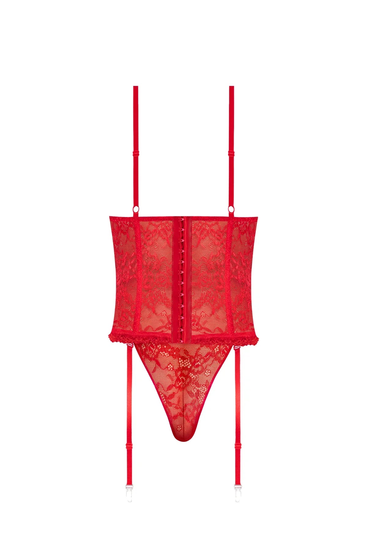 Magic Silk Ooh La Lace Bustier & Panty Set Red