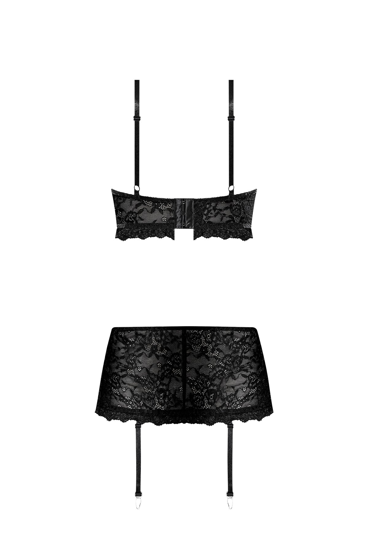 Magic Silk Ooh La Lace Bralette, Garter Skirt & G-String Black