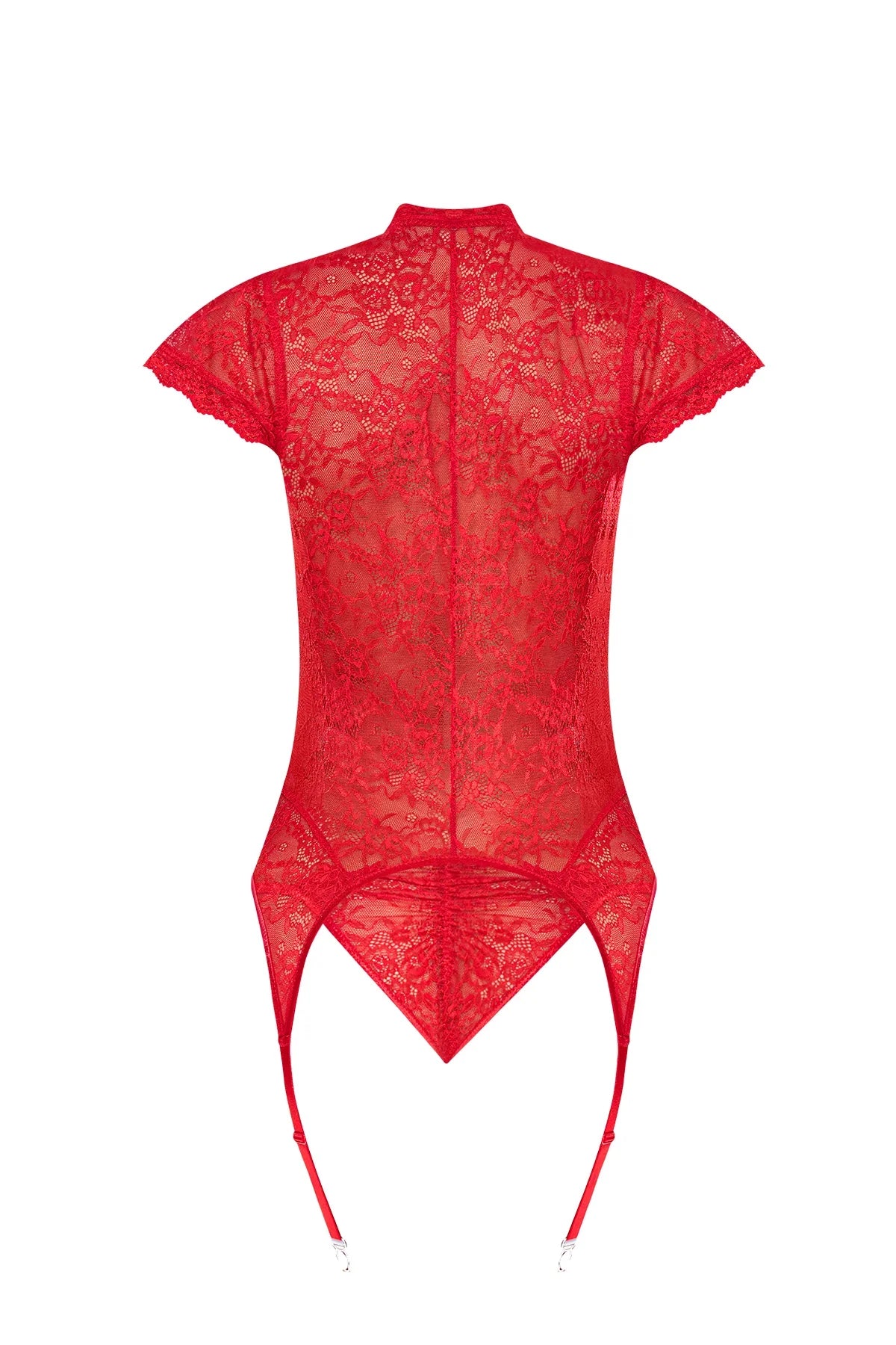 Magic Silk Ooh La Lace Cap Sleeve Basque & Tanga Set Red
