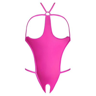 Magic Silk Sheer Mesh Cupless and Crotchless Teddy Pink - Romantic Blessings