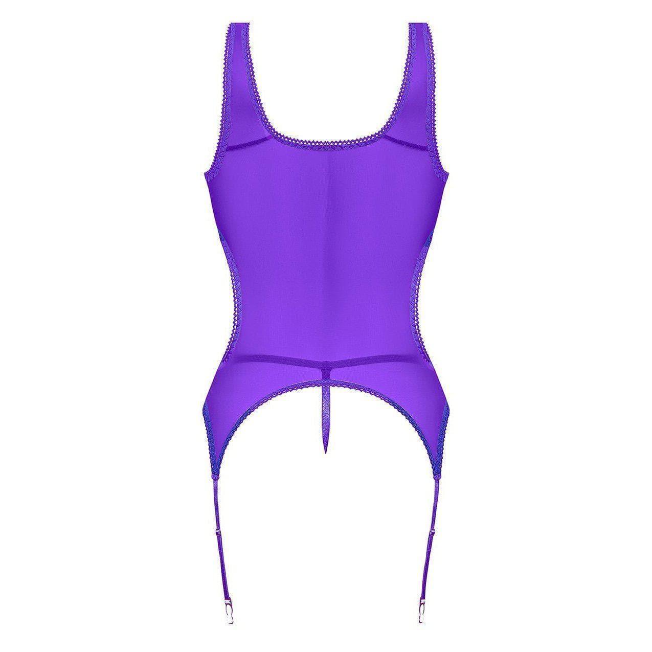 Magic Silk Sheer Mesh Merry Widow & G-String Purple - Romantic Blessings