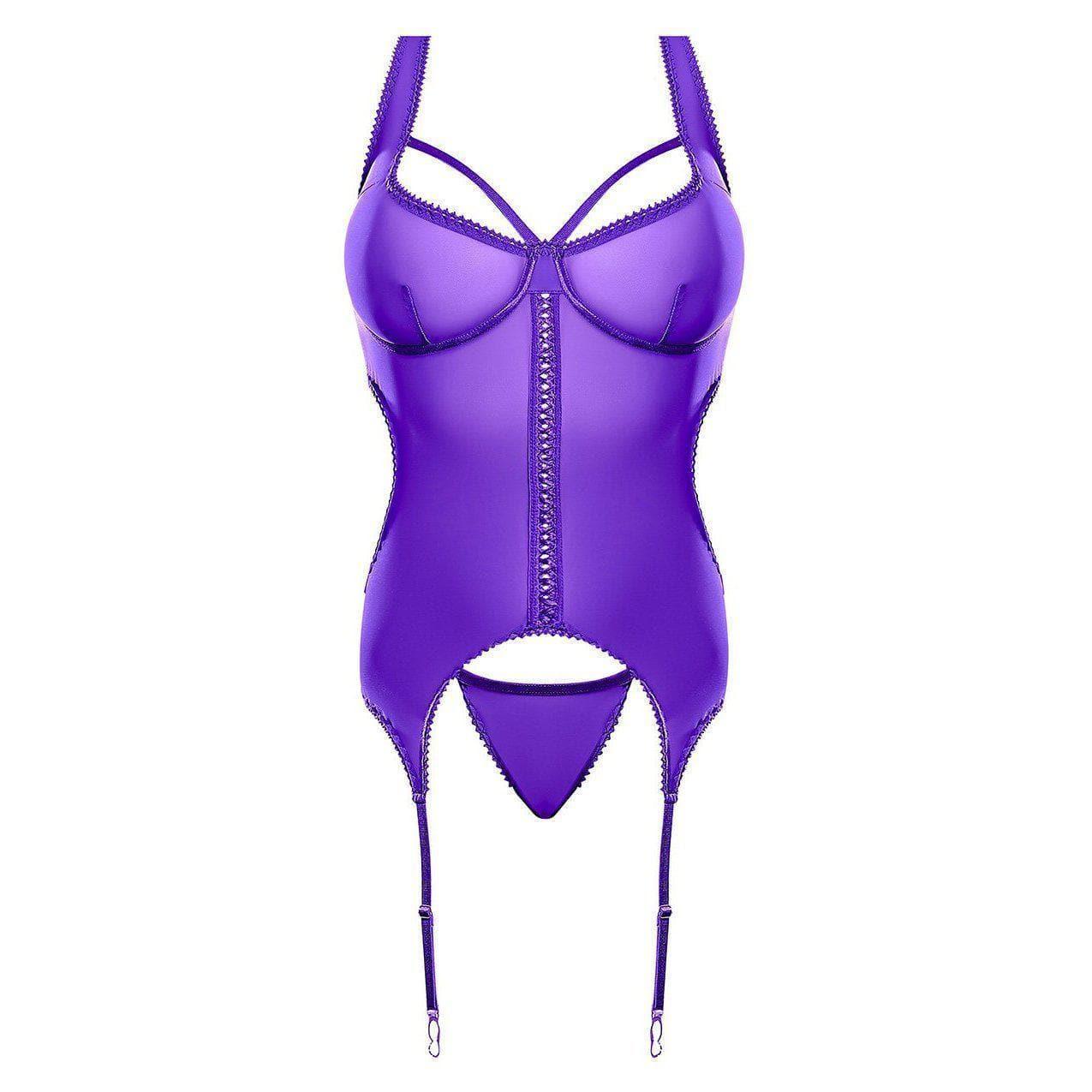 Magic Silk Sheer Mesh Merry Widow & G-String Purple - Romantic Blessings