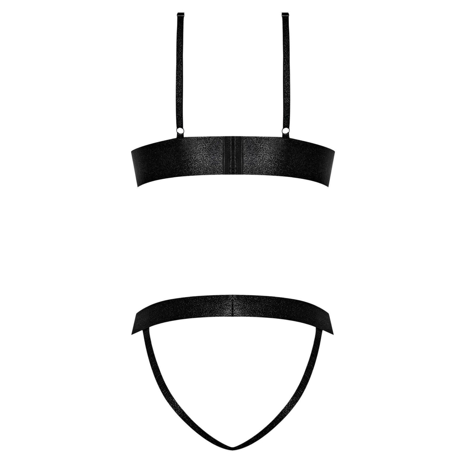 Magic Silk Strap Tease Bra and Panty Set Black - Romantic Blessings