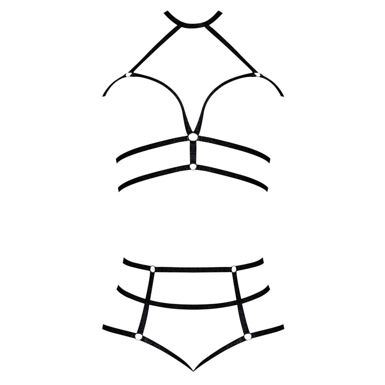 Magic Silk Strap Tease Cupless Bra & Short Black - Romantic Blessings