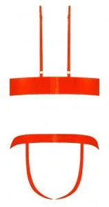 Magic Silk Strap Tease Bra & Crotchless Panty Set Orange