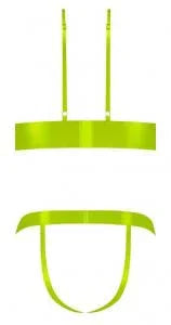 Magic Silk Strap Tease Bra & Crotchless Panty Set Yellow