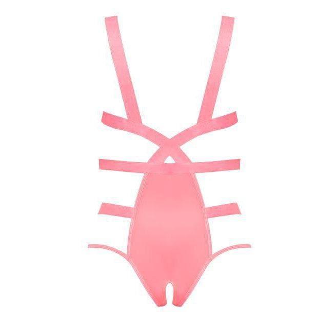 Magic Silk Forever Mesh Cupless Strap Teddy Coral - Romantic Blessings