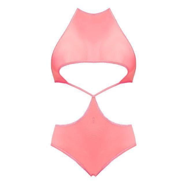 Magic Silk Forever Mesh UnderBoob Crotchless Teddy Coral - Romantic Blessings