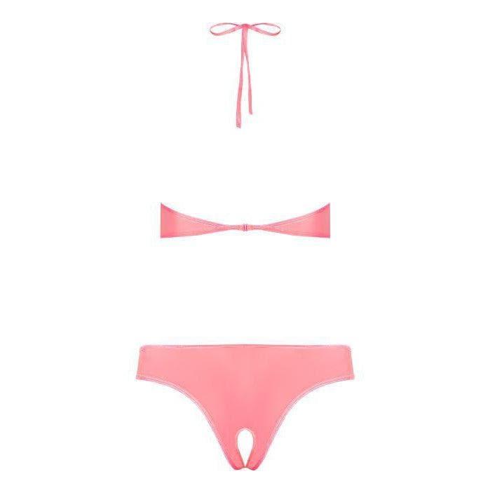 Magic Silk Forever Mesh UnderBoob Crotchless Teddy Coral - Romantic Blessings