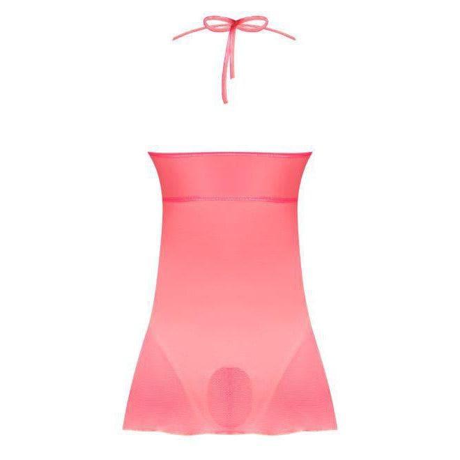 Magic Silk Forever Mesh BabyDoll Crotchless Teddy Coral - Romantic Blessings