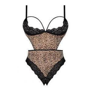 Magic Silk Purrrfect Half Cup Teddy with Split Crotch Leopard - Romantic Blessings