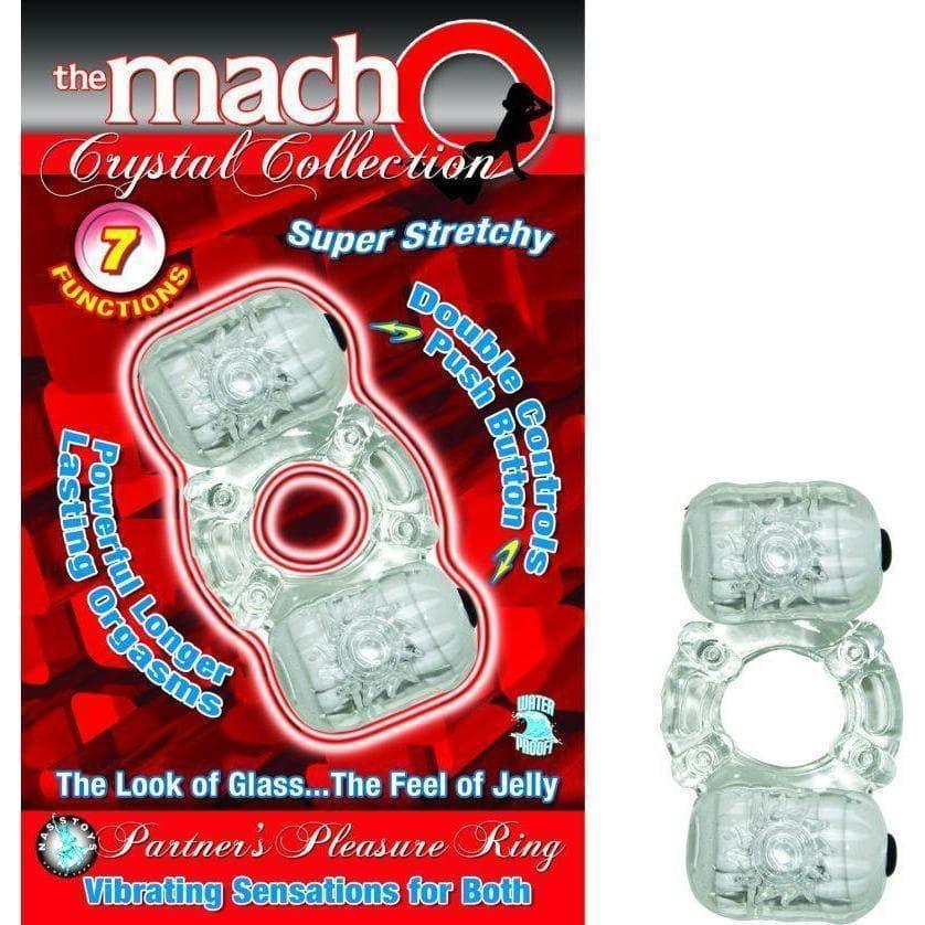 Macho Crystal Collection Partners Vibrating Pleasure Ring Clear - Romantic Blessings