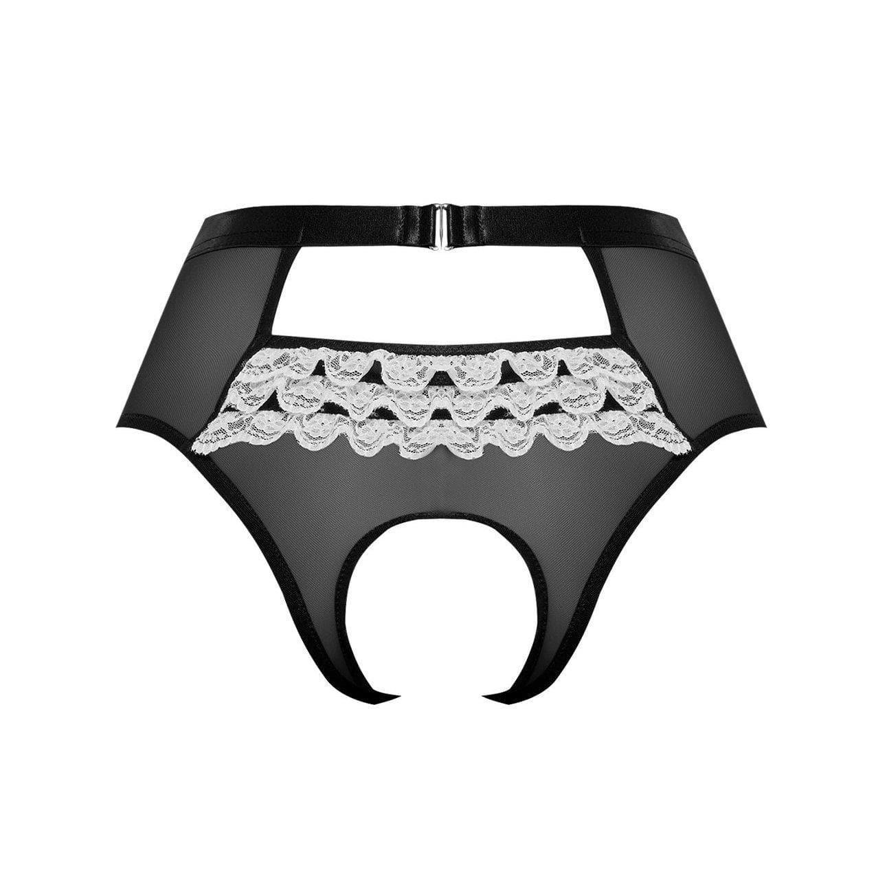 Magic Silk Love & Bondage Crotchless Panty & Apron 2-Piece Set Black - Romantic Blessings