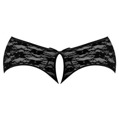 Magic Silk Love & Bondage Lace Split Back Crotchless Lace Short & 2-Piece Set Black - Romantic Blessings