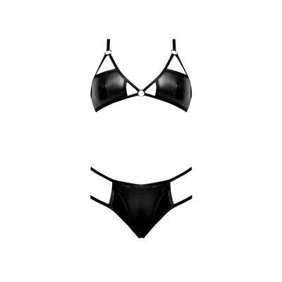 Magic Silk Matte Onyx Bra & Crotchless Panty Black - Romantic Blessings