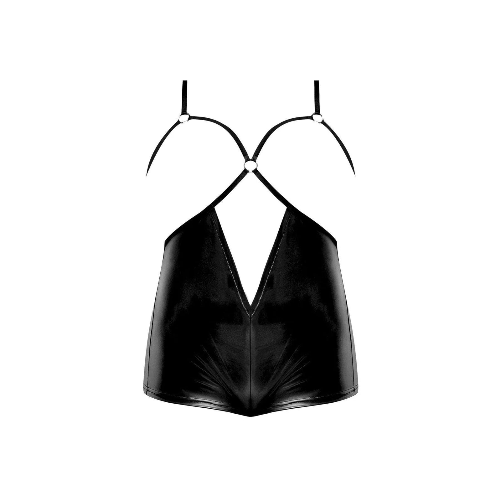 Magic Silk Matte Onyx Cupless Cheeky Back Romper Black - Romantic Blessings