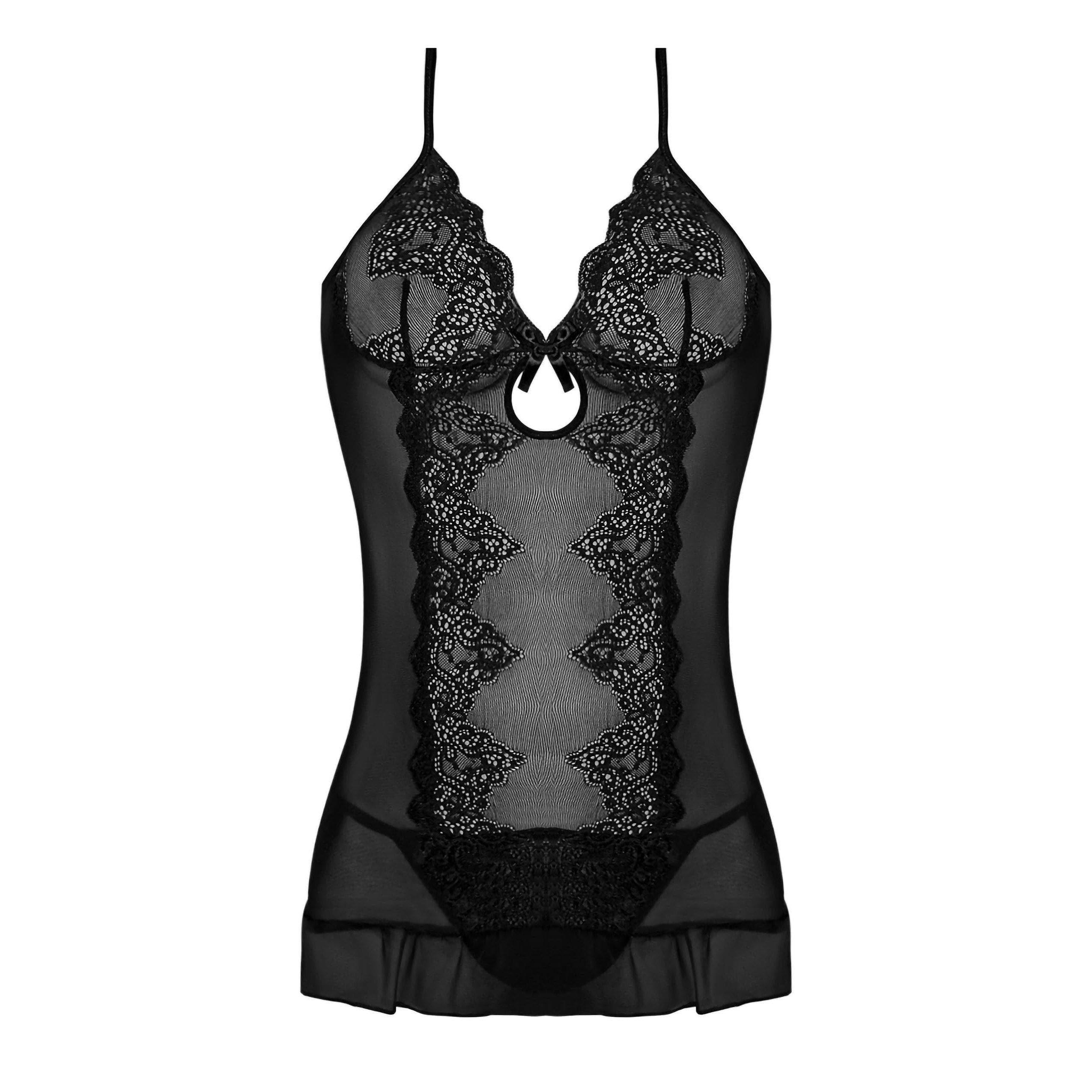Magic Silk Sexy Time Chemise & G-String Black - Romantic Blessings