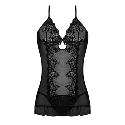Magic Silk Sexy Time Chemise & G-String Black - Romantic Blessings