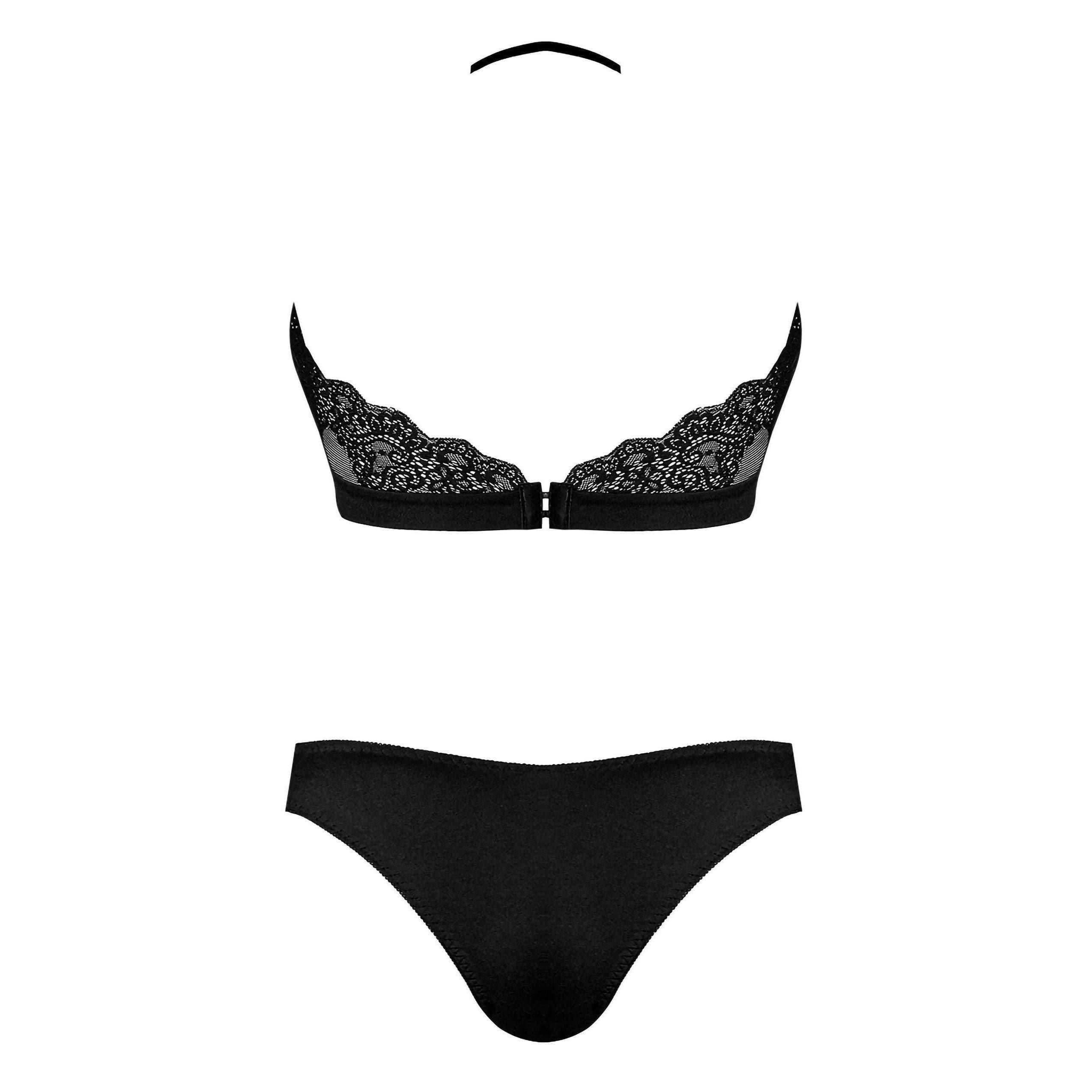 Magic Silk Sexy Time Halter Bandeau & Panty Set Black - Romantic Blessings